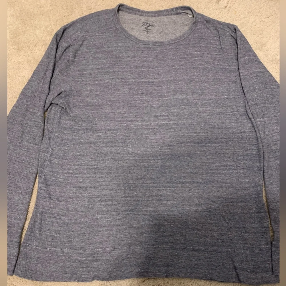 J.Crew Blue Cotton Crewneck Sweater Large Preppy Coastal Pullover